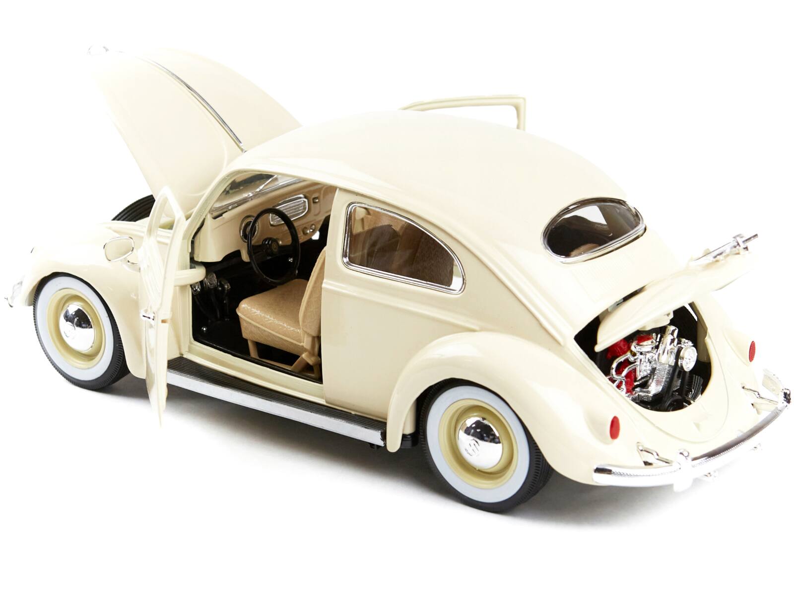 Left. Bburago - 1955 Volkswagen Beetle Kafer Beige 1/18 Diecast Model Car by Bburago - Beige.