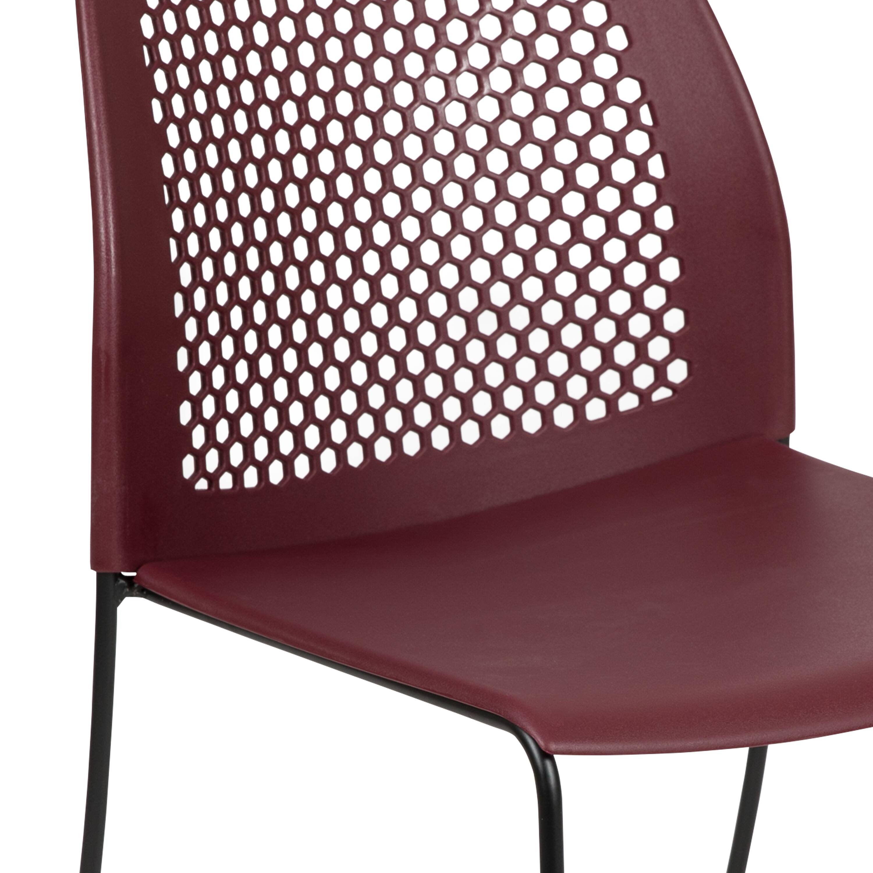 Alt View 10. Emma + Oliver - Home and Office Sled Base Stack Chair with Air-Vent Back - Guest Chair - Burgundy.