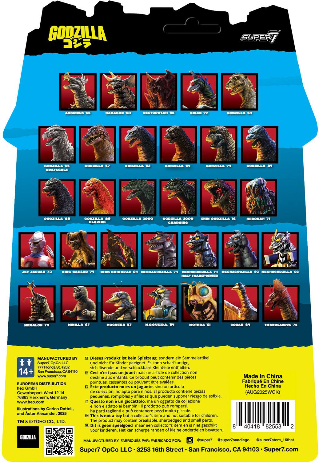 GODZILLA  
AMOUIRUS '55  
BARAGON '60  
BESTOROAH '95  
GODZILLA '55  
GODZILLA '57  
GODZILLA '62  
GODZILLA '64  
GODZILLA '74  
GODZILLA '84  
GODZILLA '89  
GODZILLA '89  
GODZILLA 2000  
GODZILLA 2000 CHARGING  
SHIN GODZILLA '16  
HEDORAH '71  
JET JAGUAR '73  
KING CAESAR '74  
KING OHIDORAH '64  
MECHAGODZILLA '74  
MECHAGODZILLA '74  
MECHAGODZILLA '93  
MECHAGODZILLA '02  
MEGALON '73  
MINILLA '67  
MOGUERA '57  
MOGUERA '57  
MOTHRA '61  
RODAN '64  
TITANOSAURUS '75  

Dieses