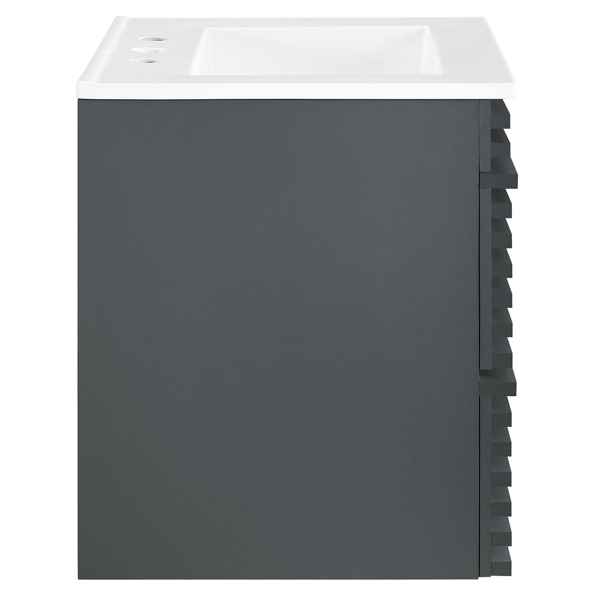 Alt View 1. Modway - Render Wall-Mount Bathroom Vanity with White Basin Included - Gray White.
