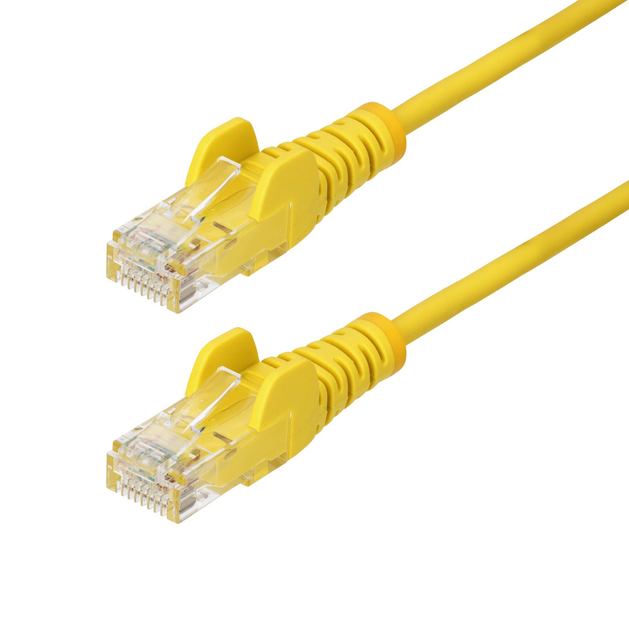 StarTech.com 2ft Yellow Slim CAT6 Ethernet Cable, Snagless, 100W PoE ...