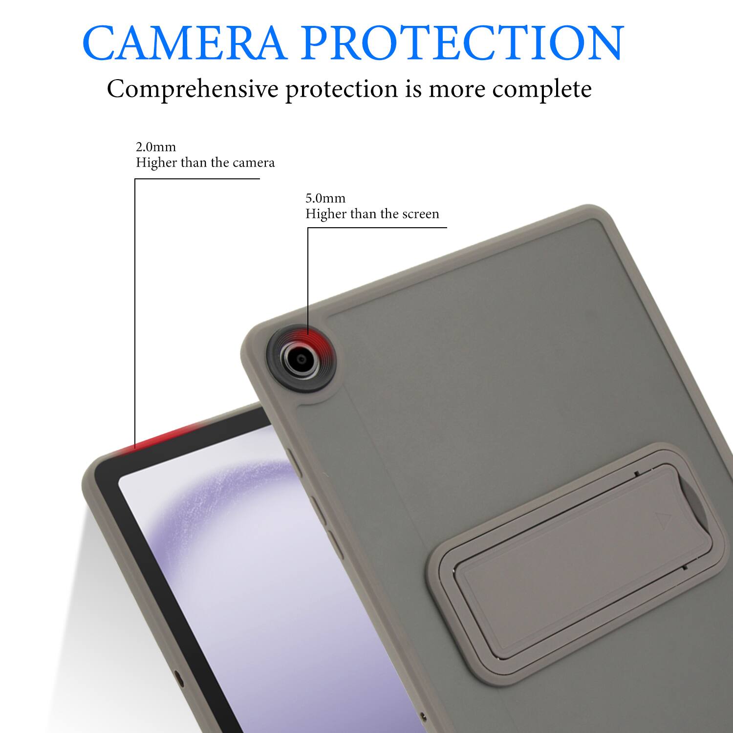CAMERA PROTECTION  
Comprehensive protection is more complete  

2.0mm  
Higher than the camera  

5.0mm  
Higher than the screen