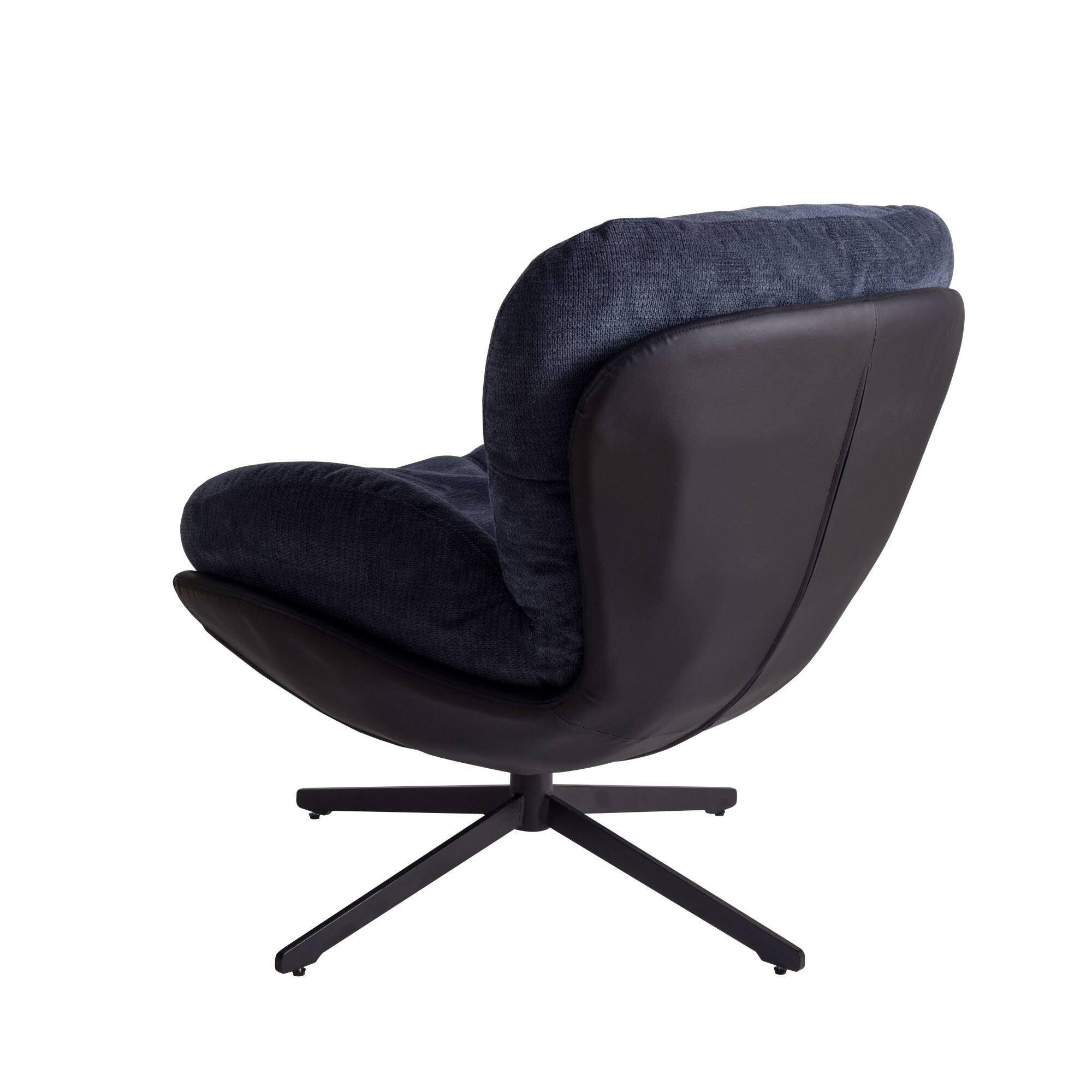 Alt View 7. Boyel Living - Dark Blue Modern Chenille Chair. Swivel Office Chair with Faux Leather and Black Metal Base Frame for Small Spaces - Blue.
