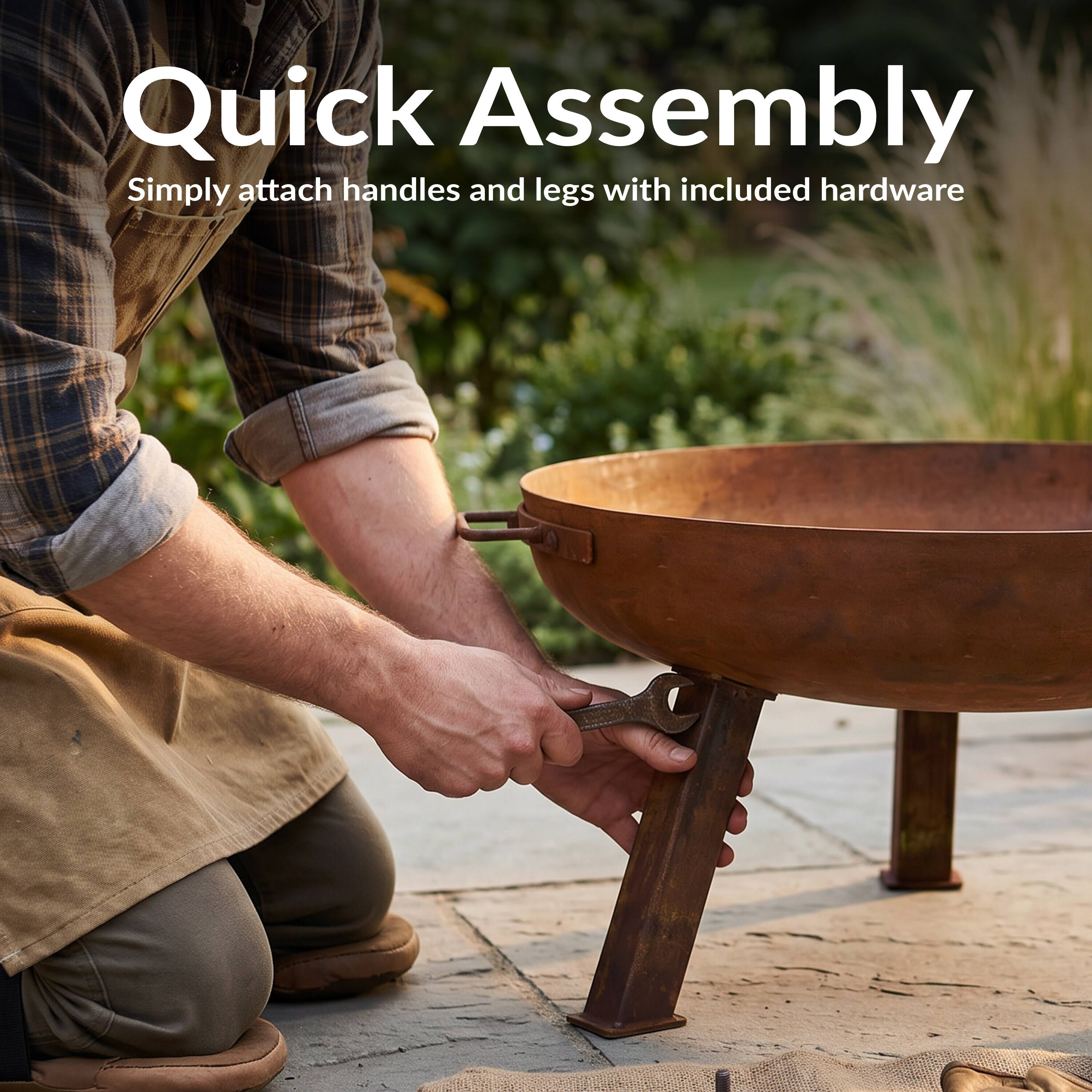 Quick Assembly  
Simply attach handles and legs with included hardware