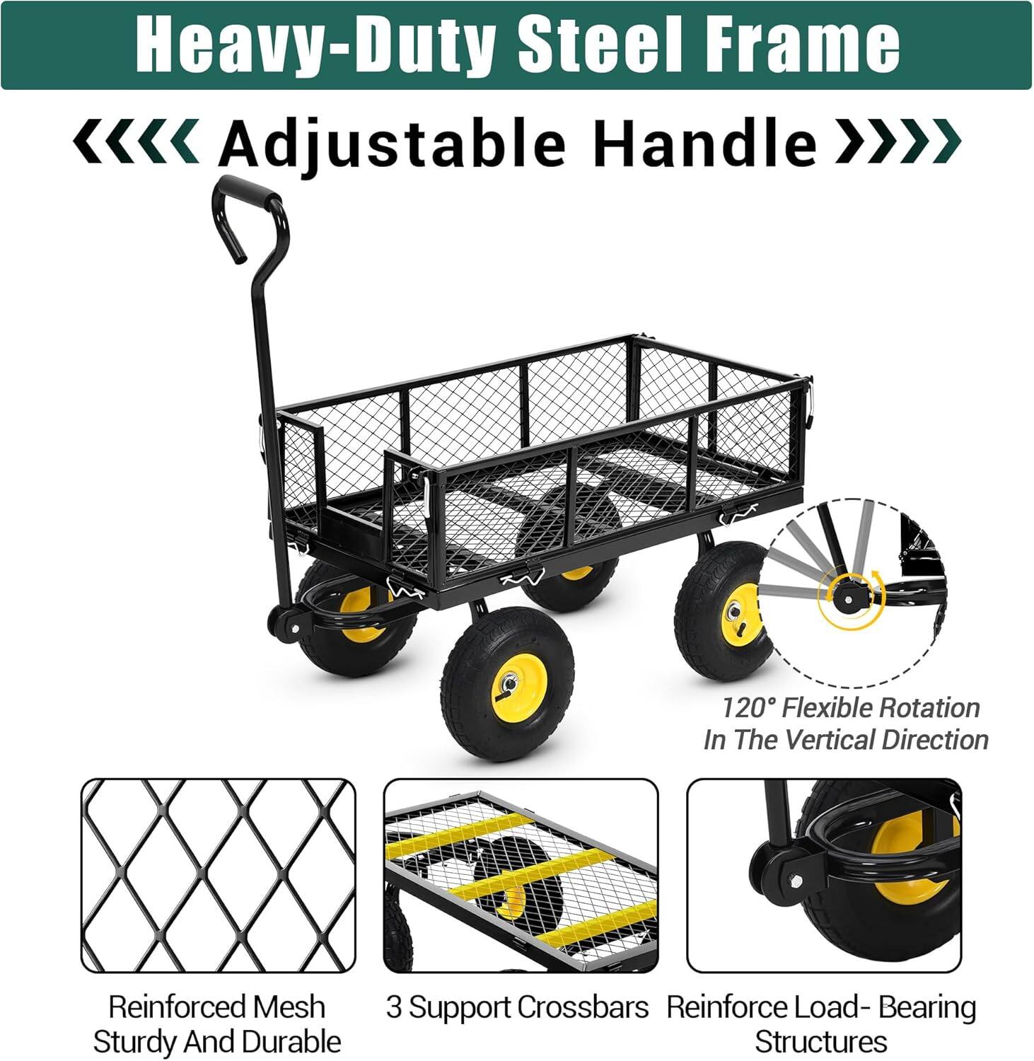 Heavy-Duty Steel Frame  
Adjustable Handle  
120° Flexible Rotation In The Vertical Direction  
Reinforced Mesh Sturdy And Durable  
3 Support Crossbars Reinforce Load-Bearing Structures