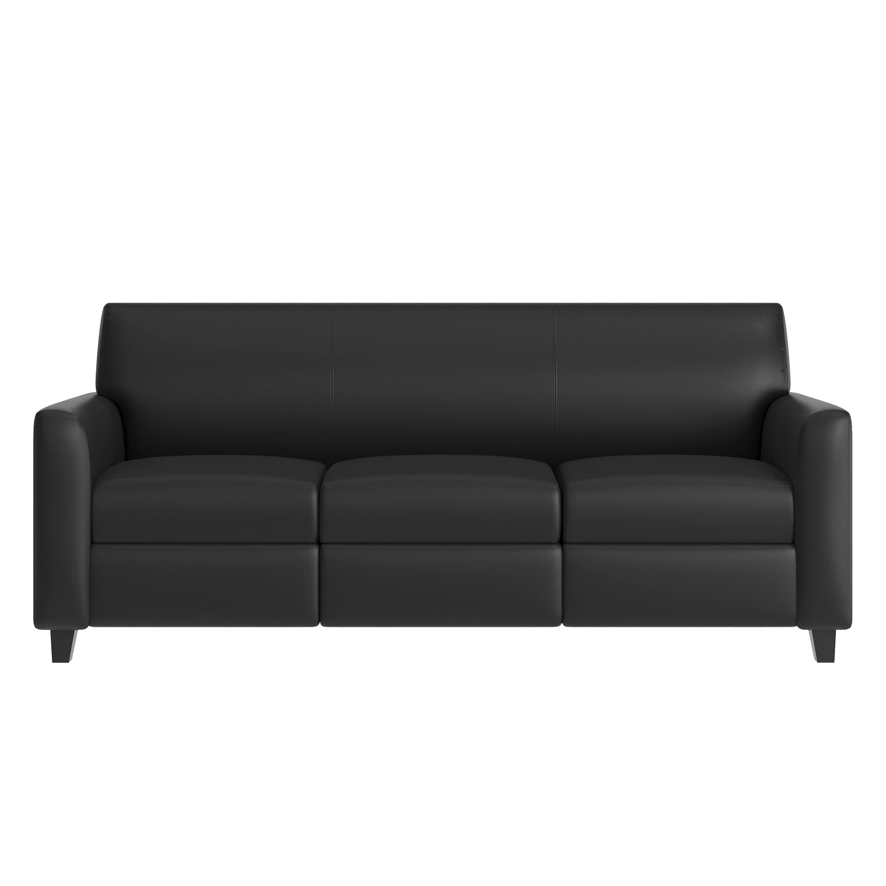 Angle. Flash Furniture - Agent Black LeatherSoft Reception Sofa with Left and Right Side Charging Banks, Includes 2 Outlets, 2USB Ports, 1 USB-C - Black.