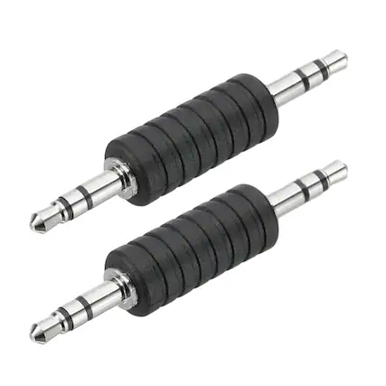 Front. Unique Bargains - 2pcs 3.5mm (1/8") Male to Male Stereo Audio Adapter Connector Jack - Black Silver.