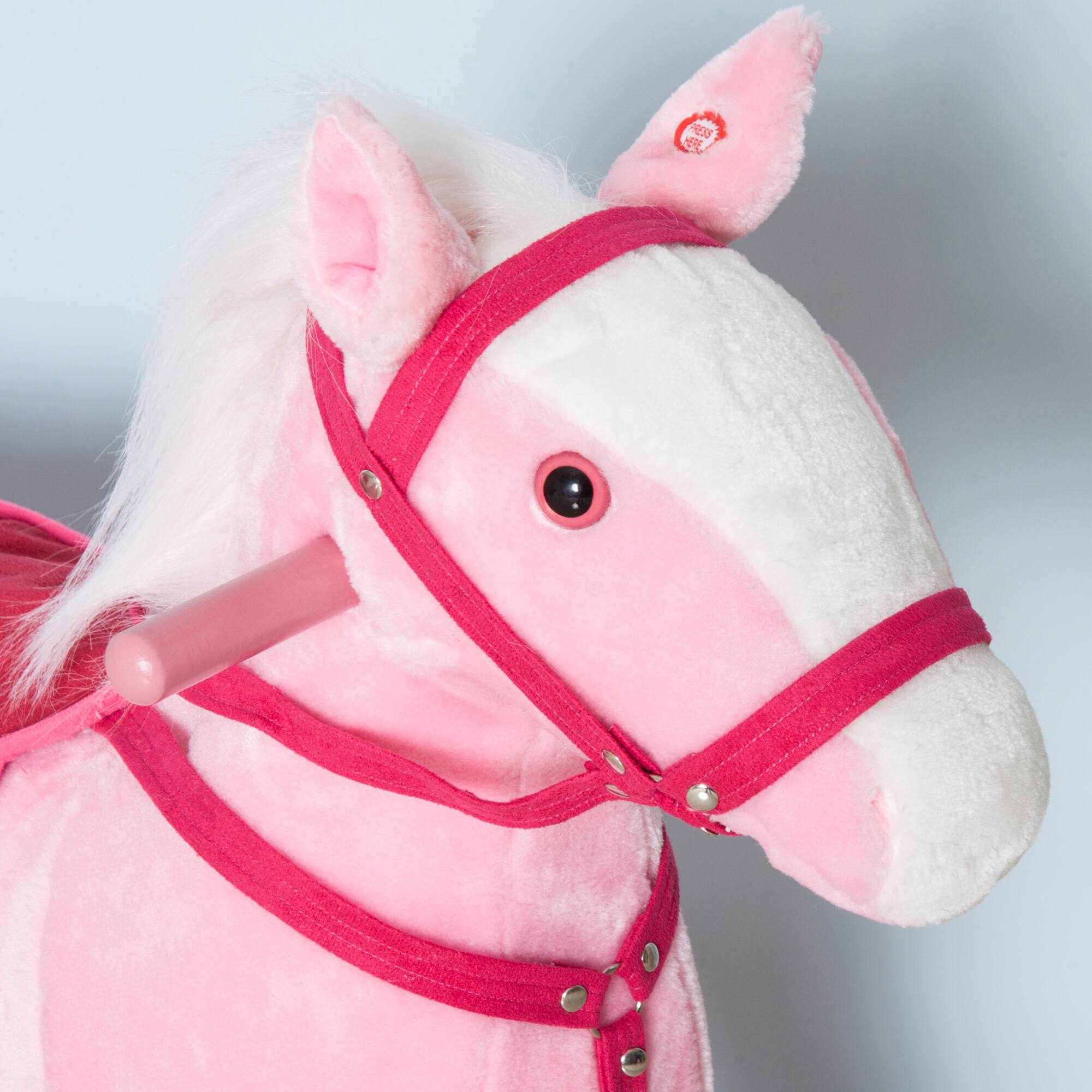 Alt View 1. Siljoy - Pink Plush Rocking Horse Pony with Sounds, Toddler Ride-On Toy, 110lb Load, Ages 3+, Birthday Gift - Pink.