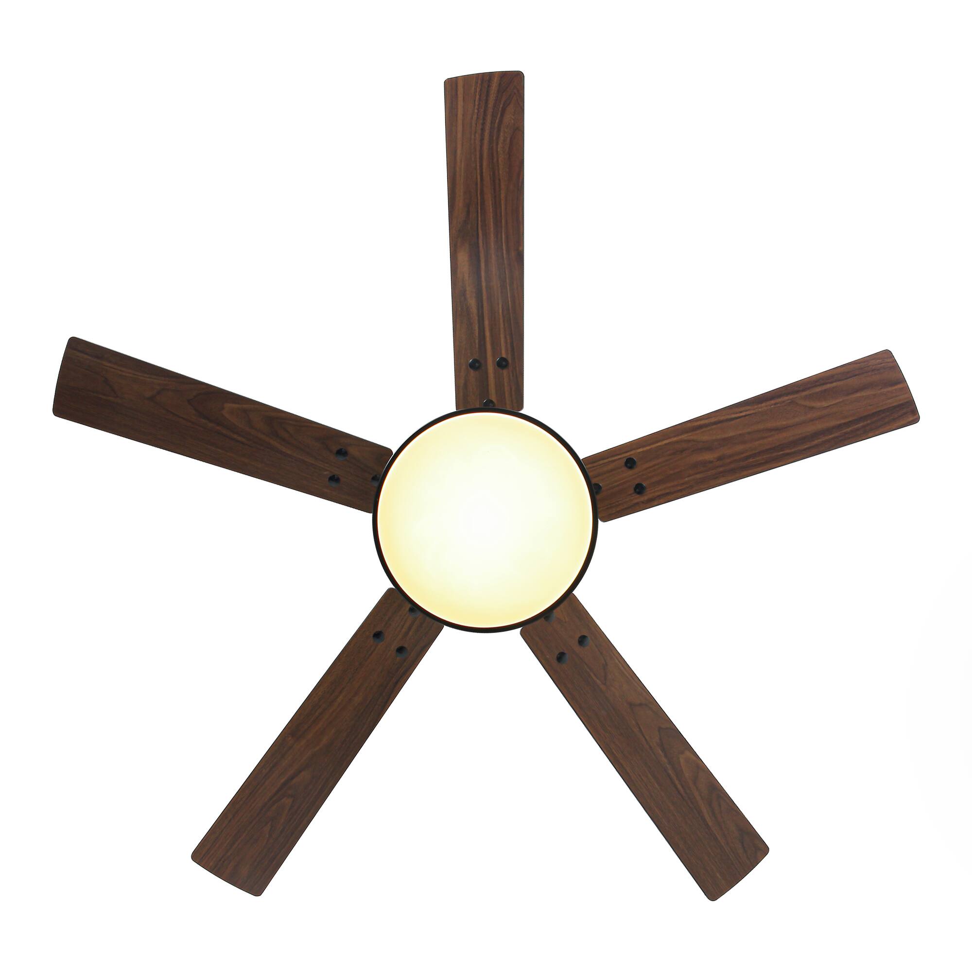 Alt View 5. Vaczon - 52" Modern Black 6 Speed DC Motor Ceiling Fan with Light and Remote - Black.