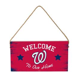 Evergreen Enterprises - Washington Nationals 6" x 11" Welcome Home Wood Wall Sign with Rope Hanger - Multicolor