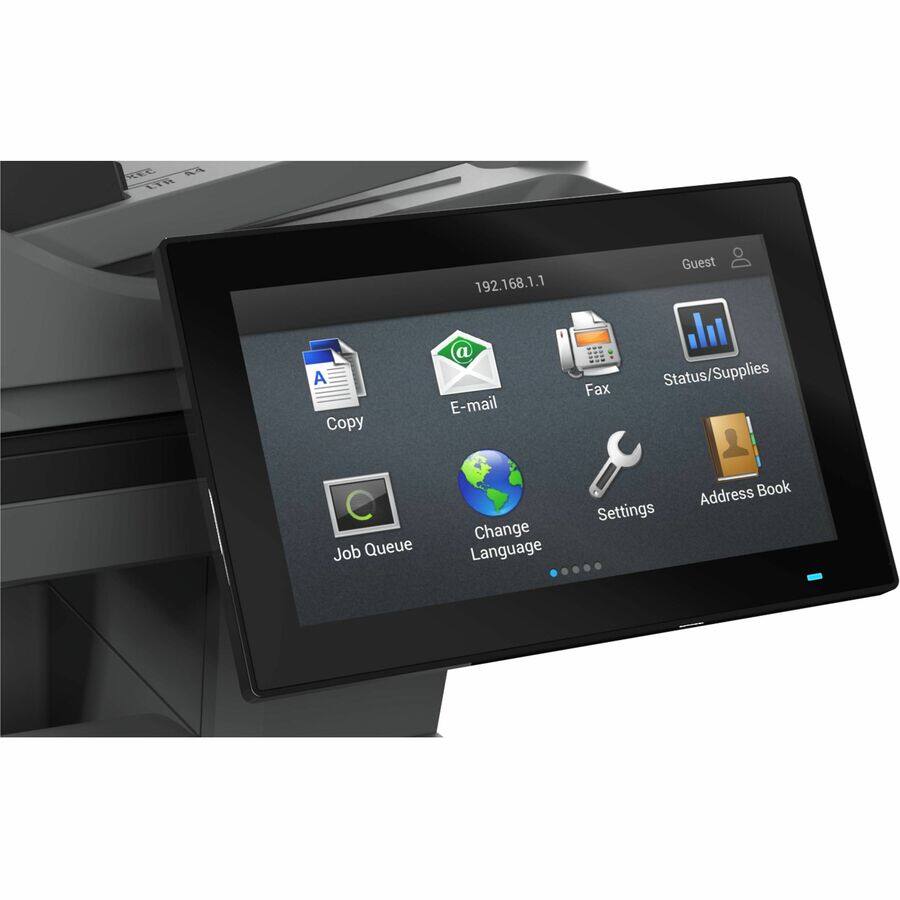 - Copy
- E-mail
- Fax
- Status/Supplies
- Job Queue
- Change Language
- Settings
- Address Book

192.168.1.1

Guest