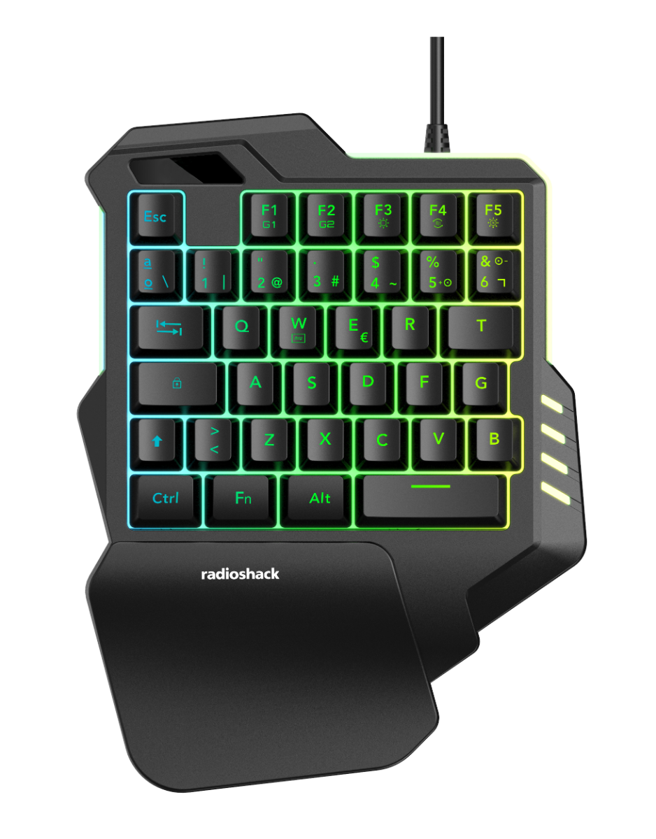 Esc F1 G1 F2 G2 F3 F4 F5  
a ! 1 | 2 3 # $ 4 - % 5.0 & O- 6  
Q W E R T A S D F G Z X C V  
Ctrl Fn Alt  
radioshack