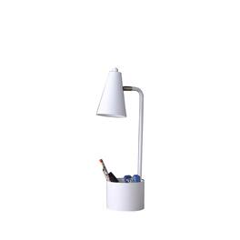 MOOSOO - 19.5" Desk Lamp with Organizer for Students, Metal Task Lamp with 4 Pen Holders & Storage - White