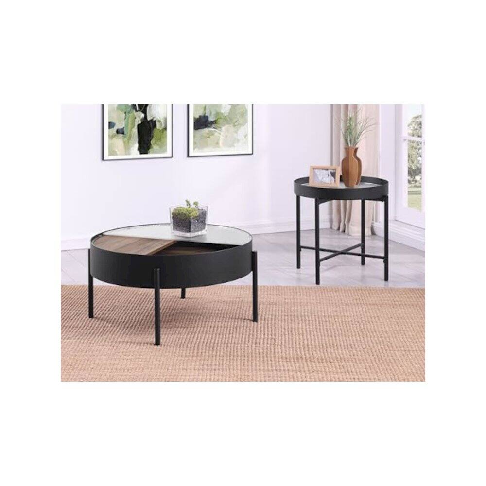 Alt View 8. Coaster Co. of America - Ozella 2-piece Round Coffee and End Table Set Sandy Black - Sandy Black.