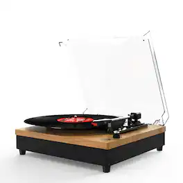 BEARSOLIM - Record Player E200,Wireless Turntable,Record Player with 2 Stereo Speakers,Wireless 3-Speed 33/45/78RPM,Support Hea