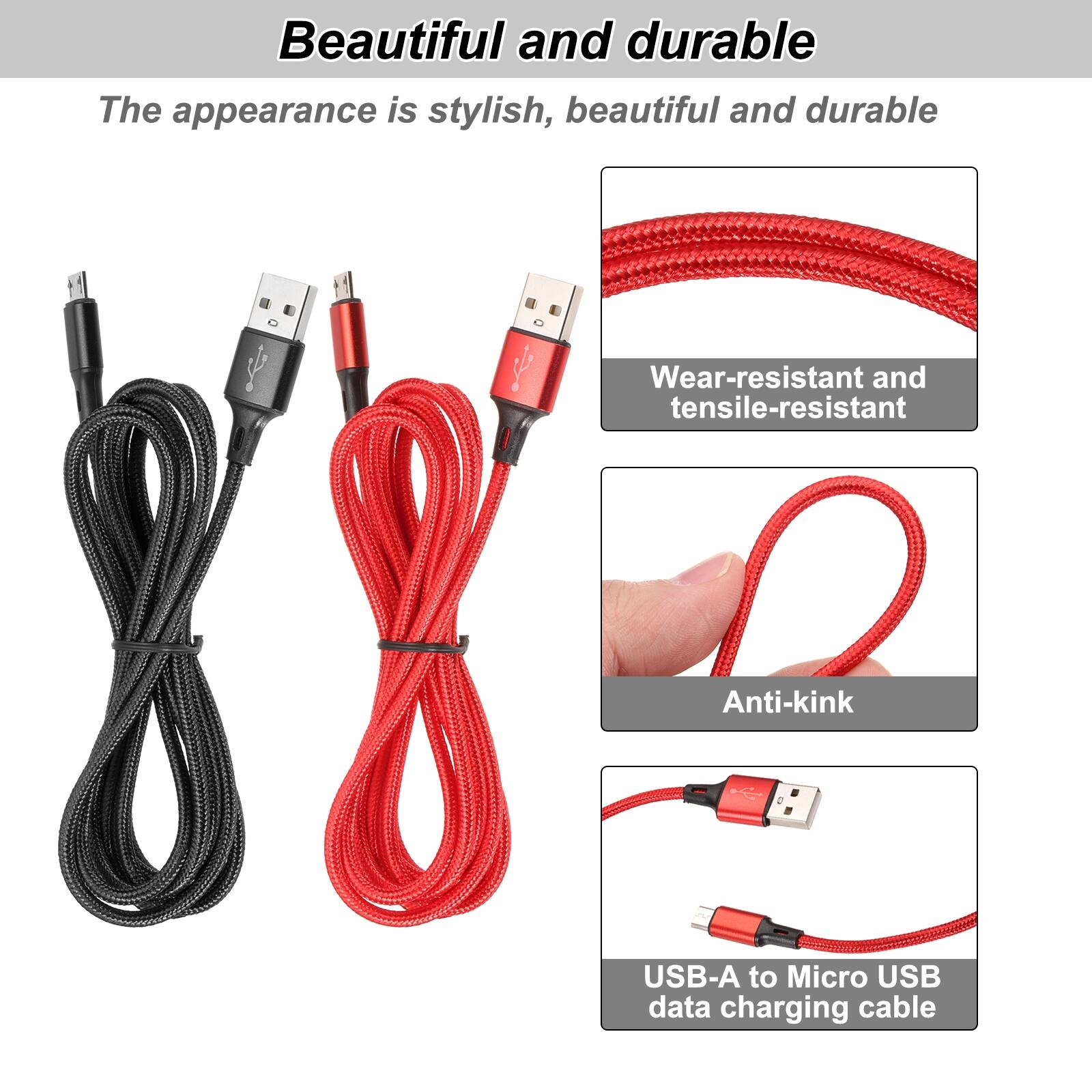 Beautiful and durable

The appearance is stylish, beautiful and durable

Wear-resistant and tensile-resistant

Anti-kink

USB-A to Micro USB data charging cable