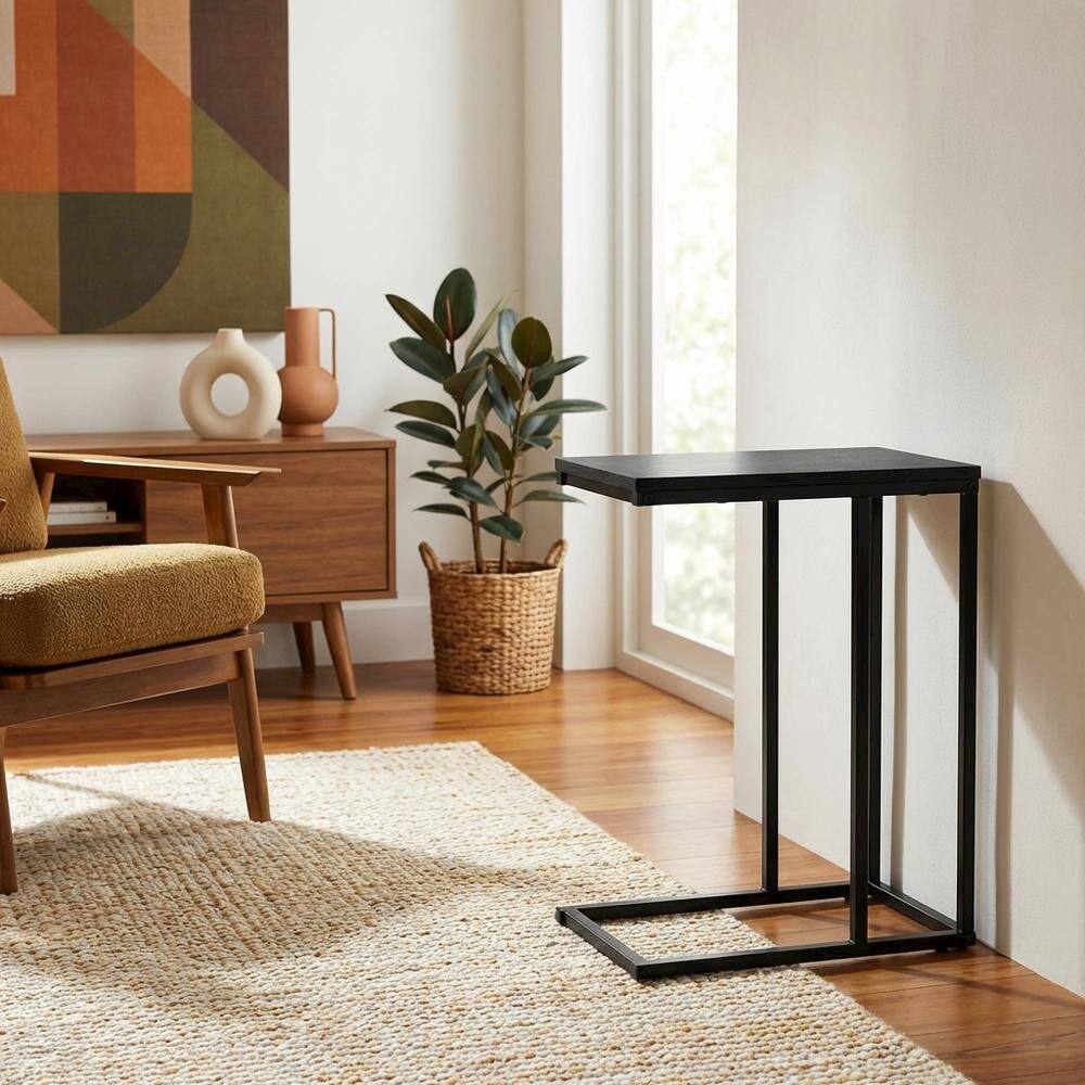 Left. FurniFact - FurniFact Side Table, Quality Build, Durable Wood Frame - Americano - Americano.