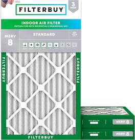 Filterbuy - 16x30x2 MERV 8 Dust & Allergy Defense, Electrostatic Pleated HVAC AC Furnace Air Filters Replacement (3-Pack) - Silver
