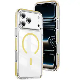 UUCOVER - Magnetic Case for Apple iPhone 18 Pro Max, Compatible with MagSafe, Shockproof Anti-slip Bumper Anti-Scratch Clear Cover - Yellow