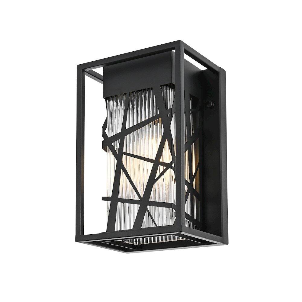 Left. Elegant Lighting - Eyre 7 inch Outdoor Pendant in Black - Black.