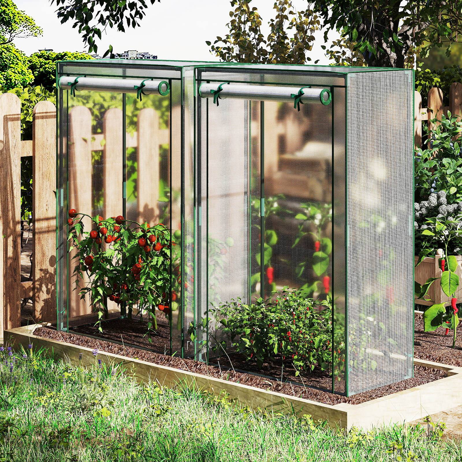 Alt View 3. Costway - Costway 39" x 20" x 59" Portable Mini Greenhouse with Roll-Up Zippered Door, Indoor Outdoor - White.