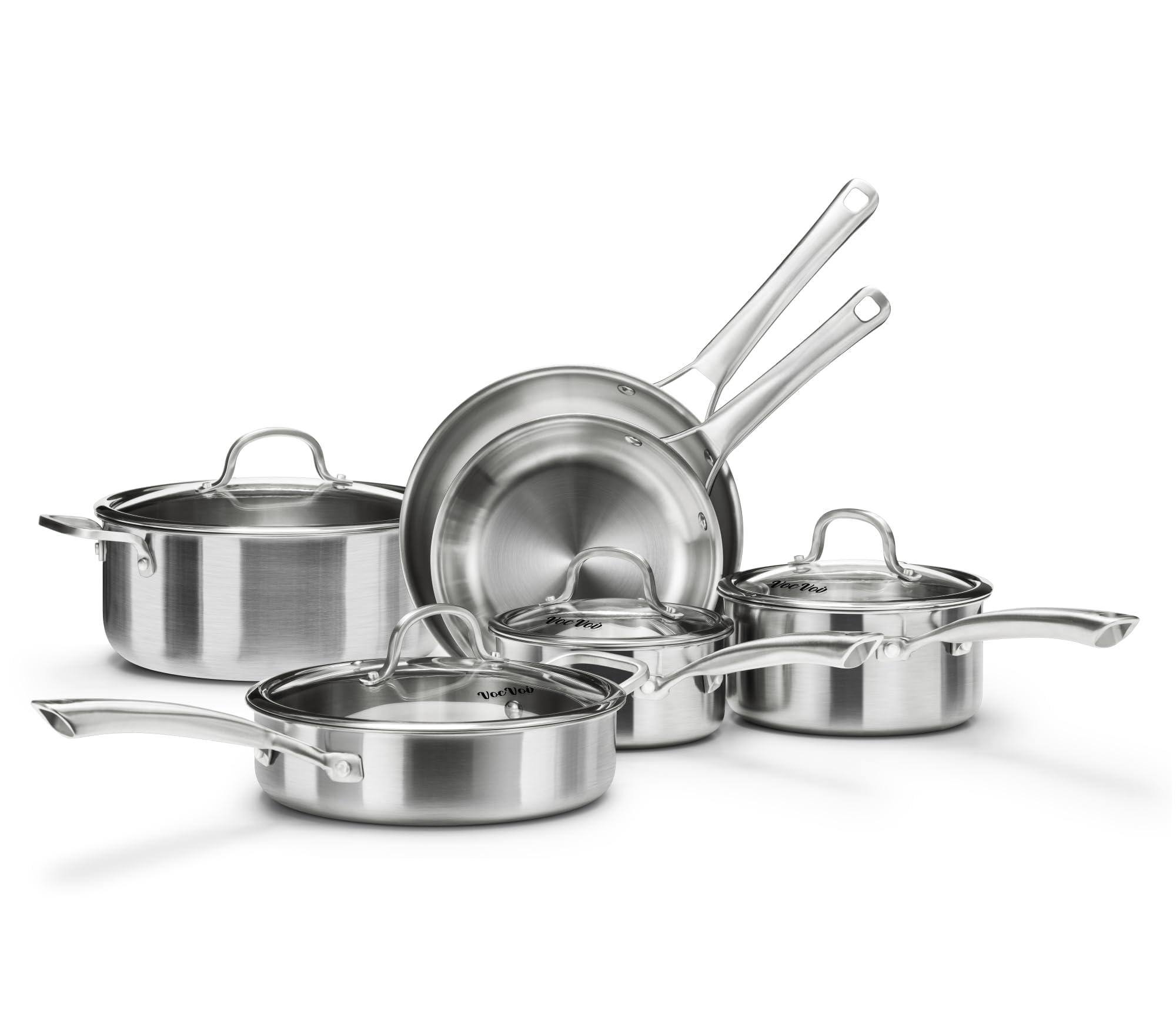 DEL OLMO ASSOCIATES Tri Ply Stainless Steel Cookware Set, PFOA Free ...