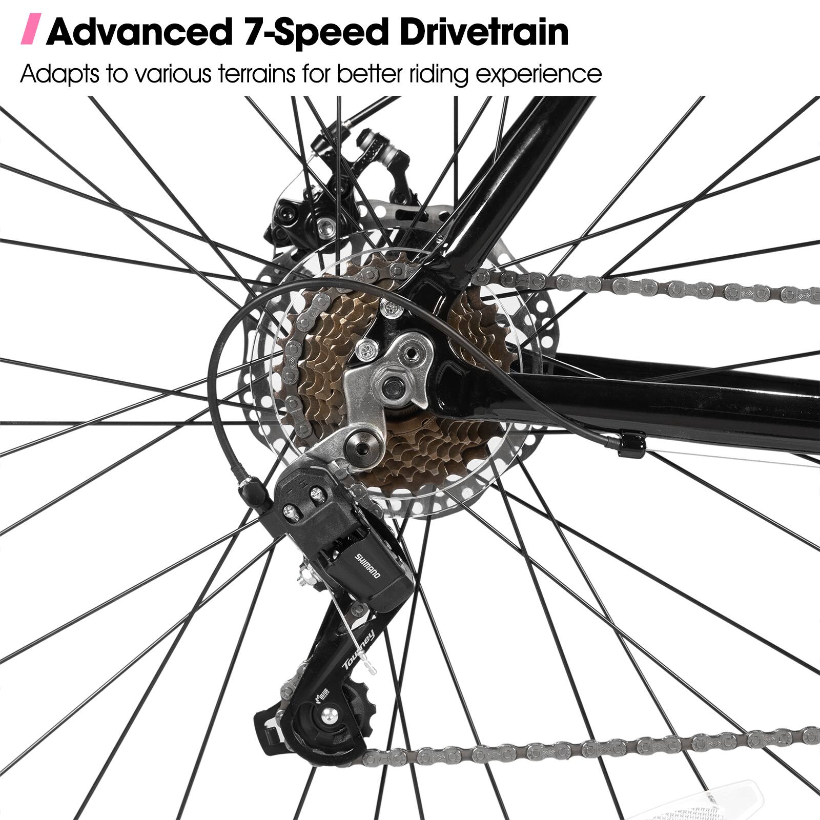 Advanced 7-Speed Drivetrain Adapts to various terrains for better riding experience SHIMANO Tougney Fanc TOR