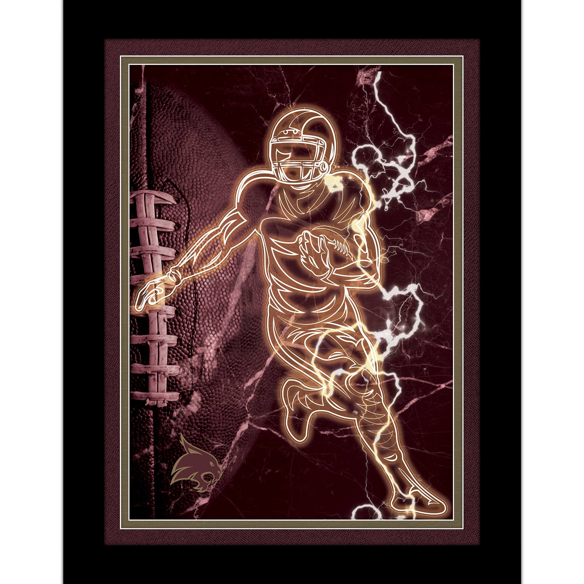 Black Texas State Bobcats 12'' x 16'' Framed Neon Player Print