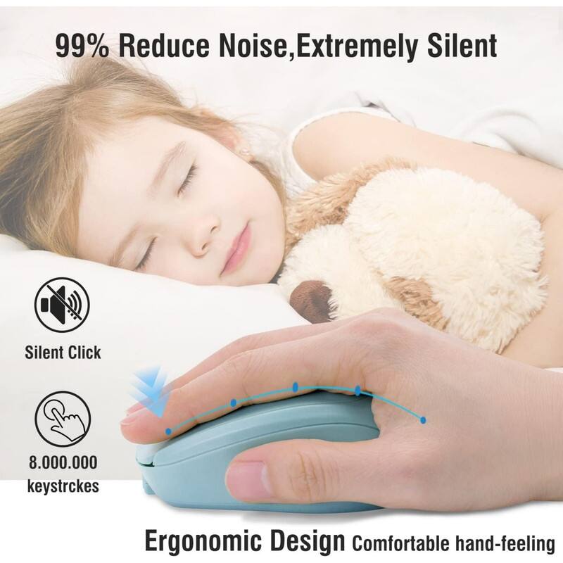 99% Reduce Noise, Extremely Silent  
Silent Click  
8,000,000 keystrokes  
Ergonomic Design Comfortable hand-feeling
