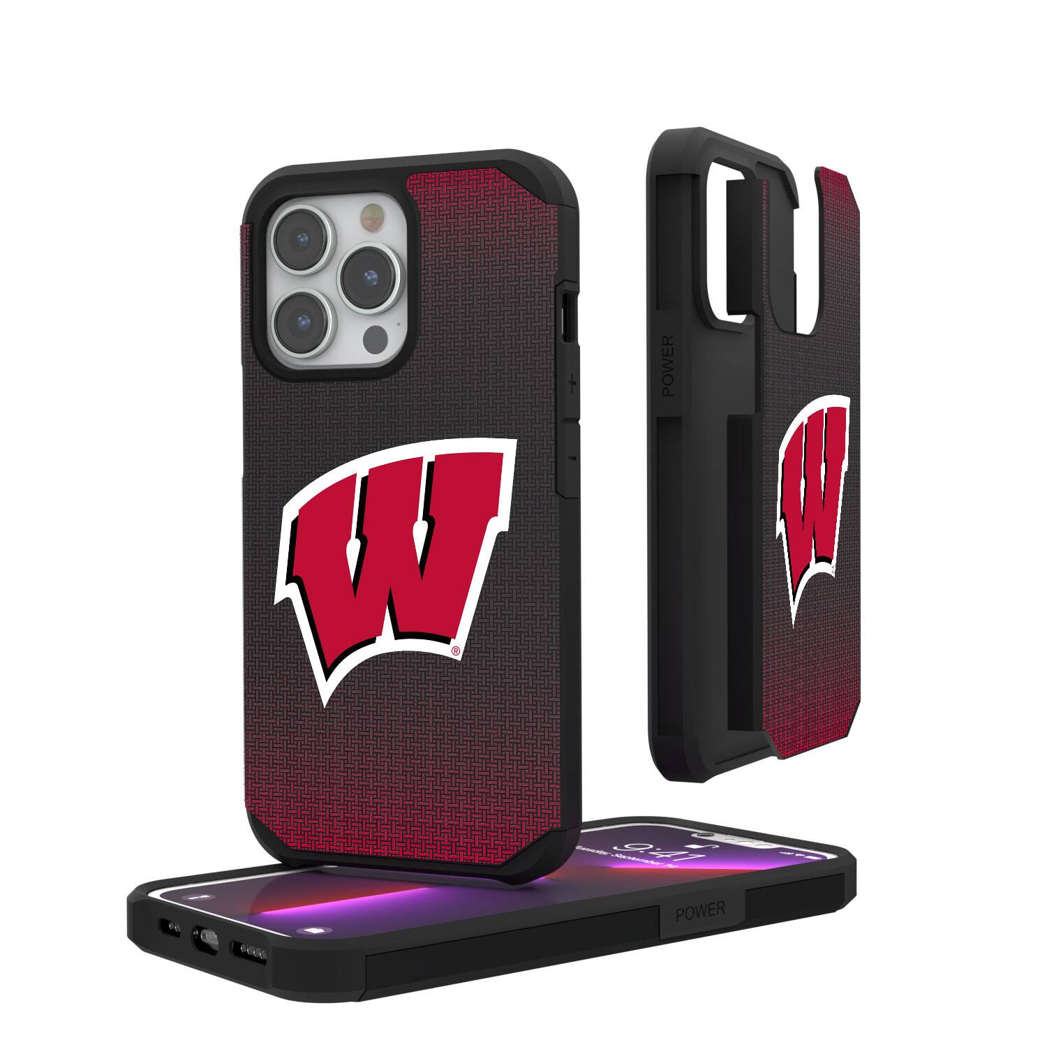 Keyscaper - NCAA - Wisconsin Badgers Linen Logo iPhone Rugged Case - 14 Pro Max - Black price history on PriceWatchPro