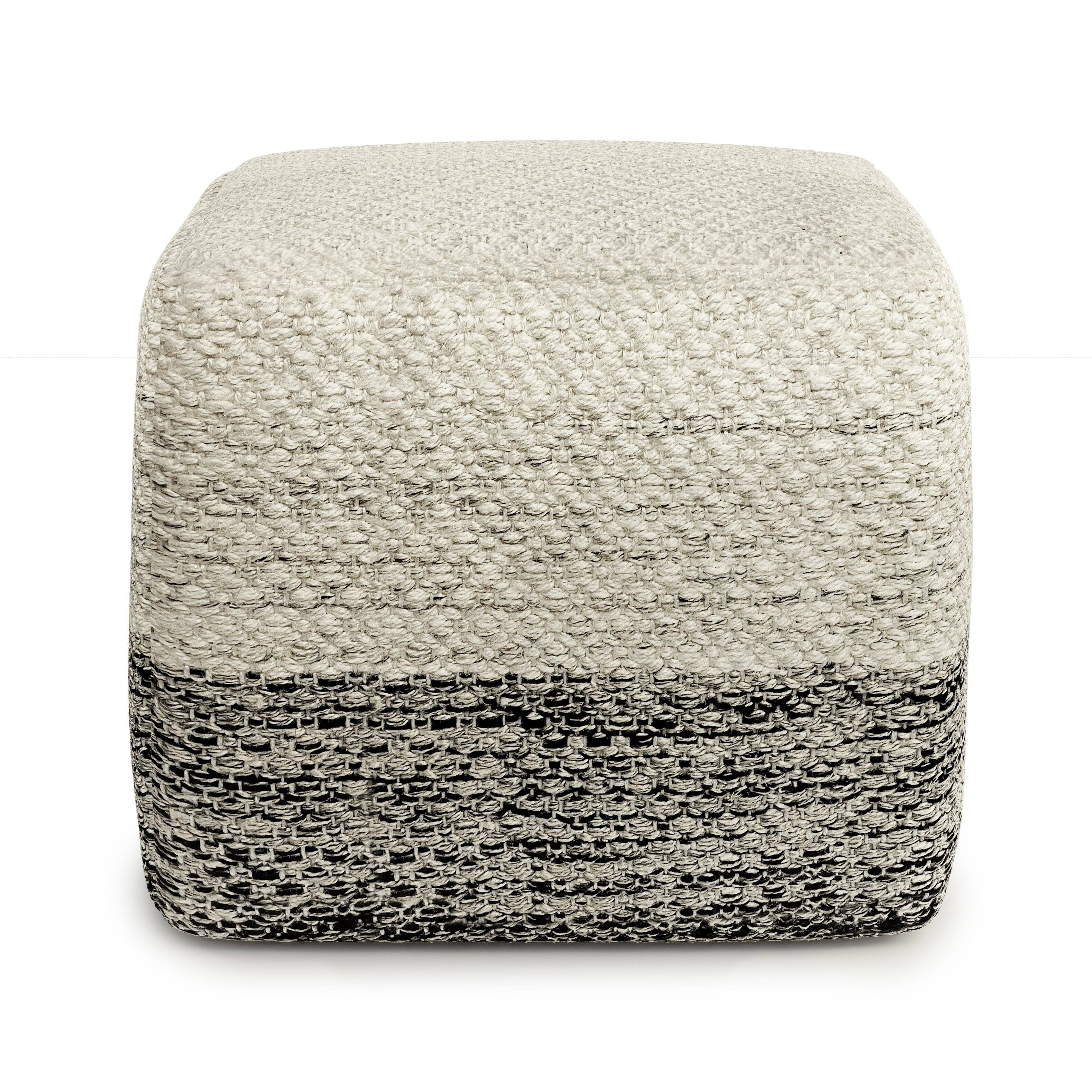 Alt View 11. Simpli Home - Macie Square Woven Pouf - Grey and White.