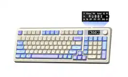 Empire DigiLabs - S99 Pro Wireless Keyboards With Media Knob Backlit Bt Membrane Gaming Creamy For Windows mac pc Gamer - Purple White