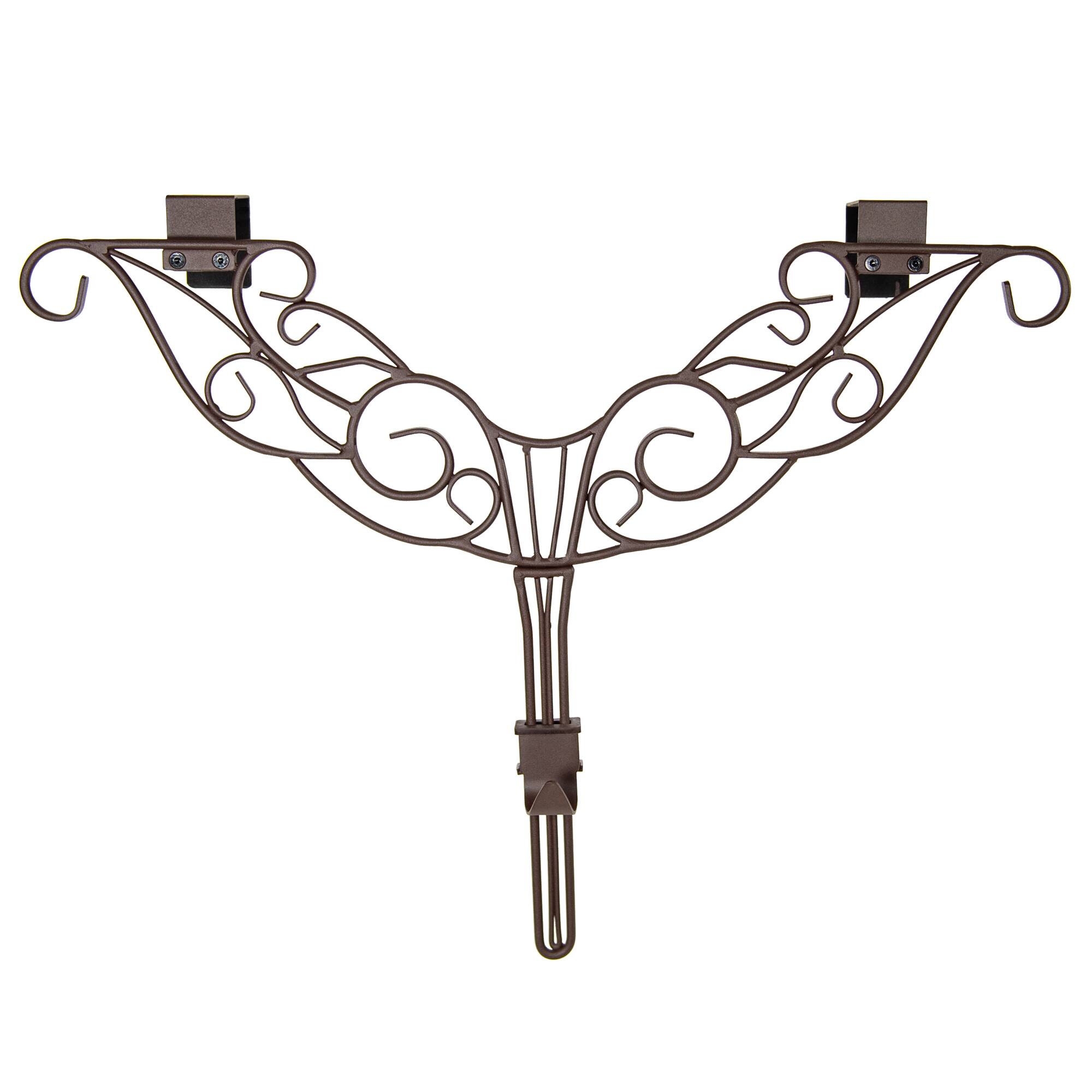 Front. Tree Keeper - Scrollwork Design Metal Christmas Wreath Hanger - 24" - Brown.