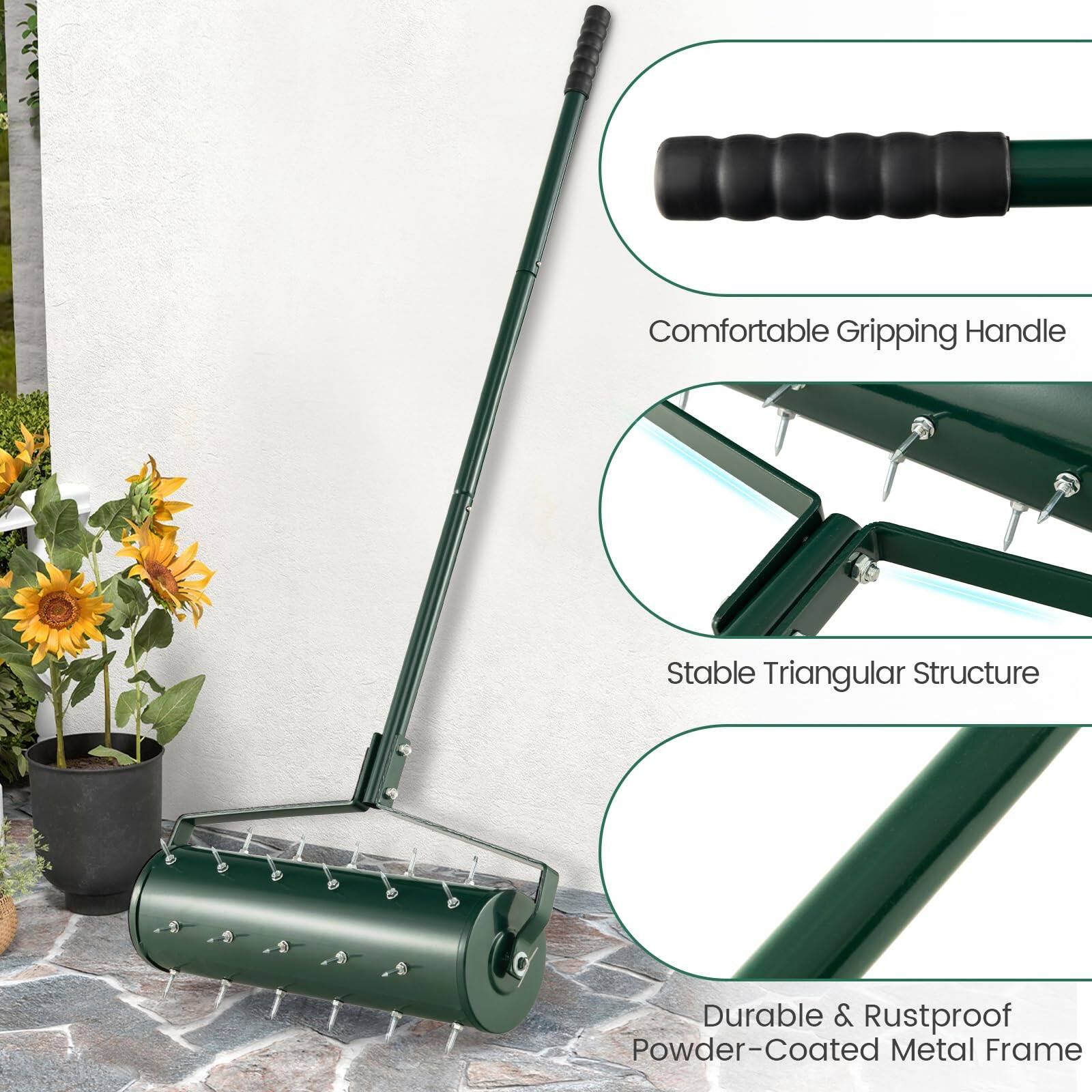 Comfortable Gripping Handle
Stable Triangular Structure
Durable & Rustproof Powder-Coated Metal Frame