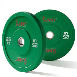 Sunny Health & Fitness - Elite 2-inch Rubber Olympic Weight Plates 25-Pound (Pair) - Green