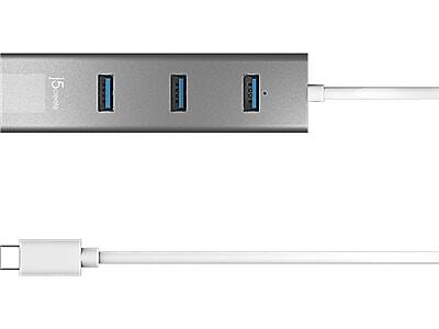 Alt View 3. j5create - 3-Port USB Type-C Hub, Space Gray - Space Gray.