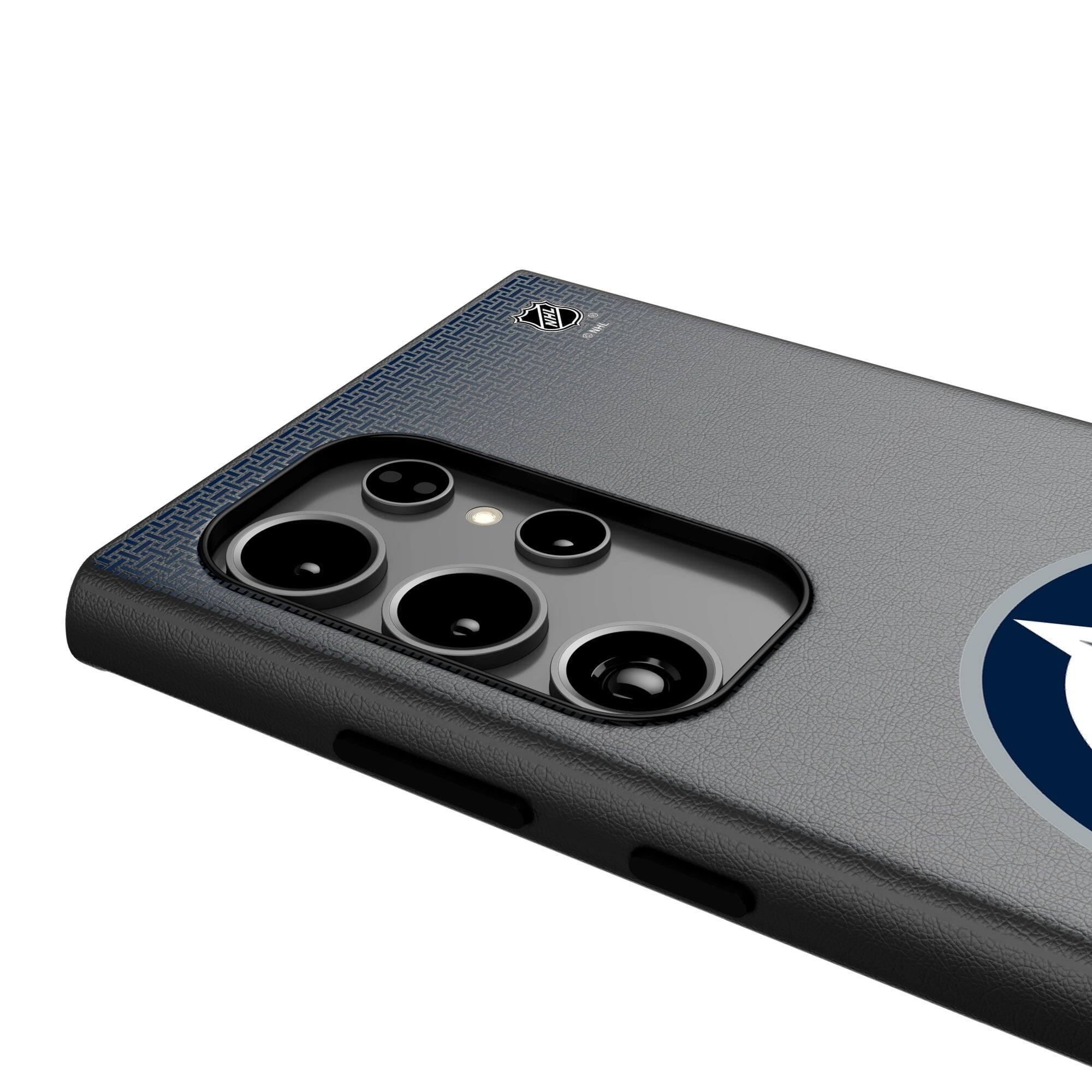 Alt View 3. Keyscaper - Winnipeg Jets Linen Galaxy Magnetic Bump Case - S24 Ultra - Black.
