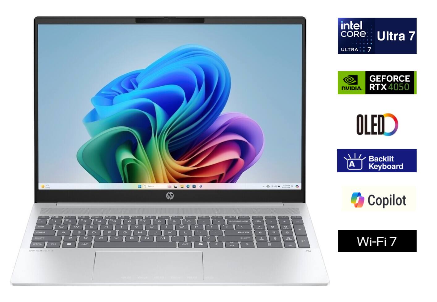 intel CORE Ultra 7 ULTRA 7 GEFORCE NVIDIA RTX 4050 OLED A Backlit Keyboard Copilot Wi-Fi 7
