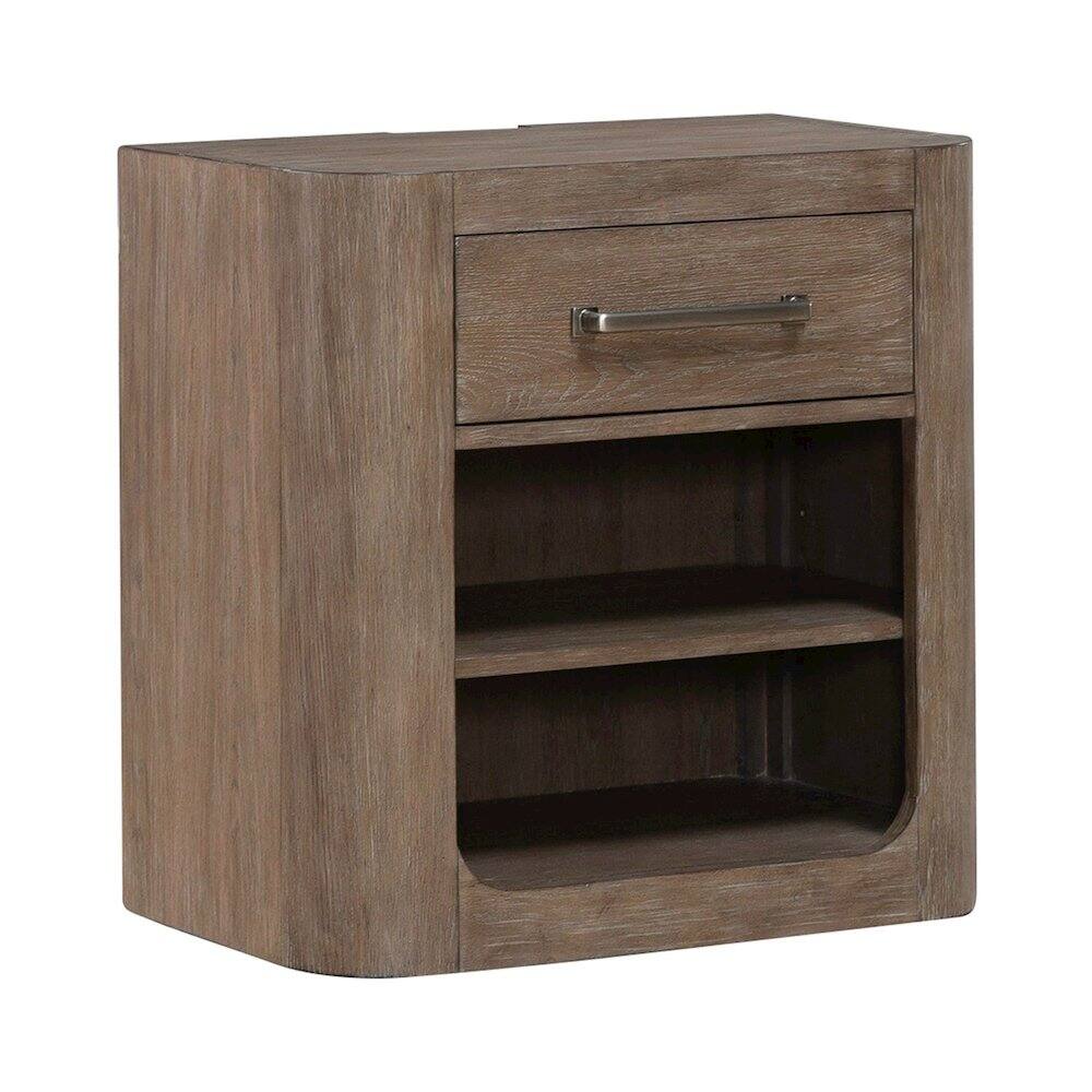 Alt View 2. Liberty Furniture Industries - Open Nightstand with AC USB Charging Station Station - Burnished Clay Wood - Burnished Clay.