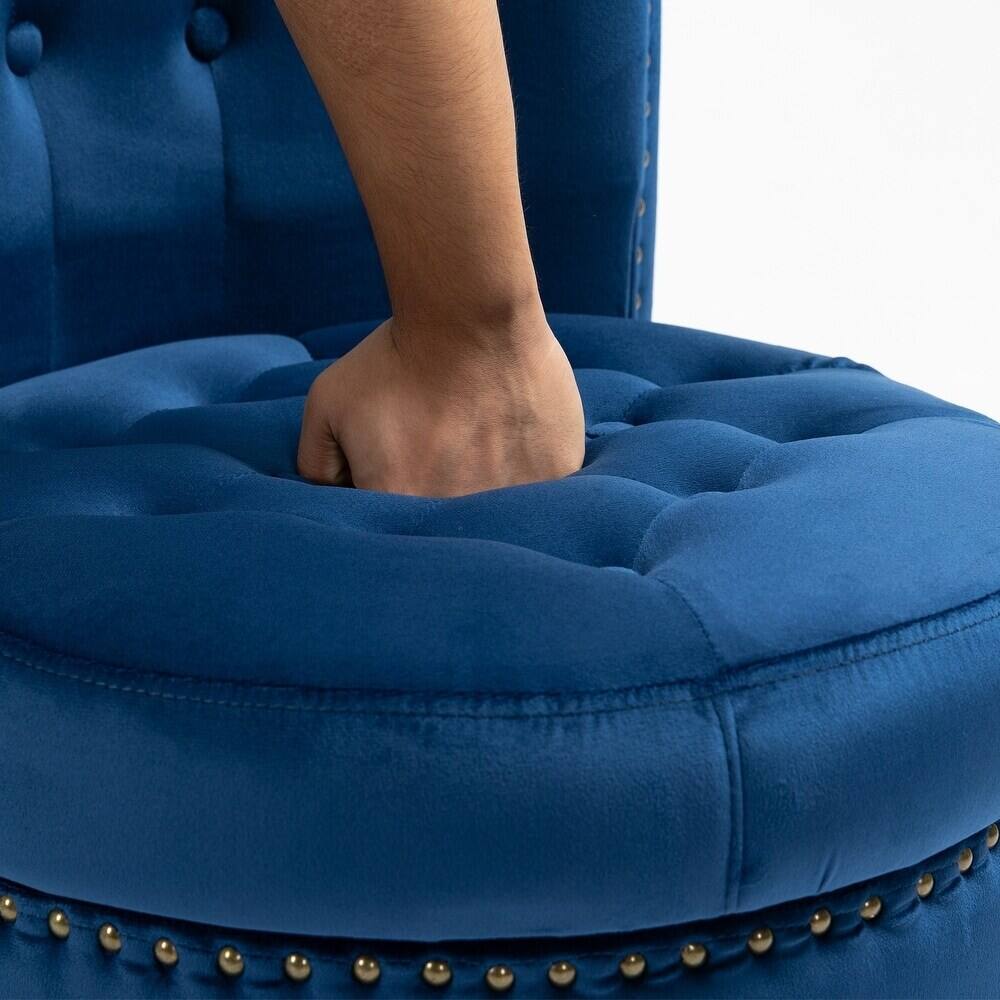 Alt View 2. U-HOMY - Velvet High-Back Storage Chair – Armless Accent, 330 lbs, Perfect for Living Room or Bedroom - Blue.