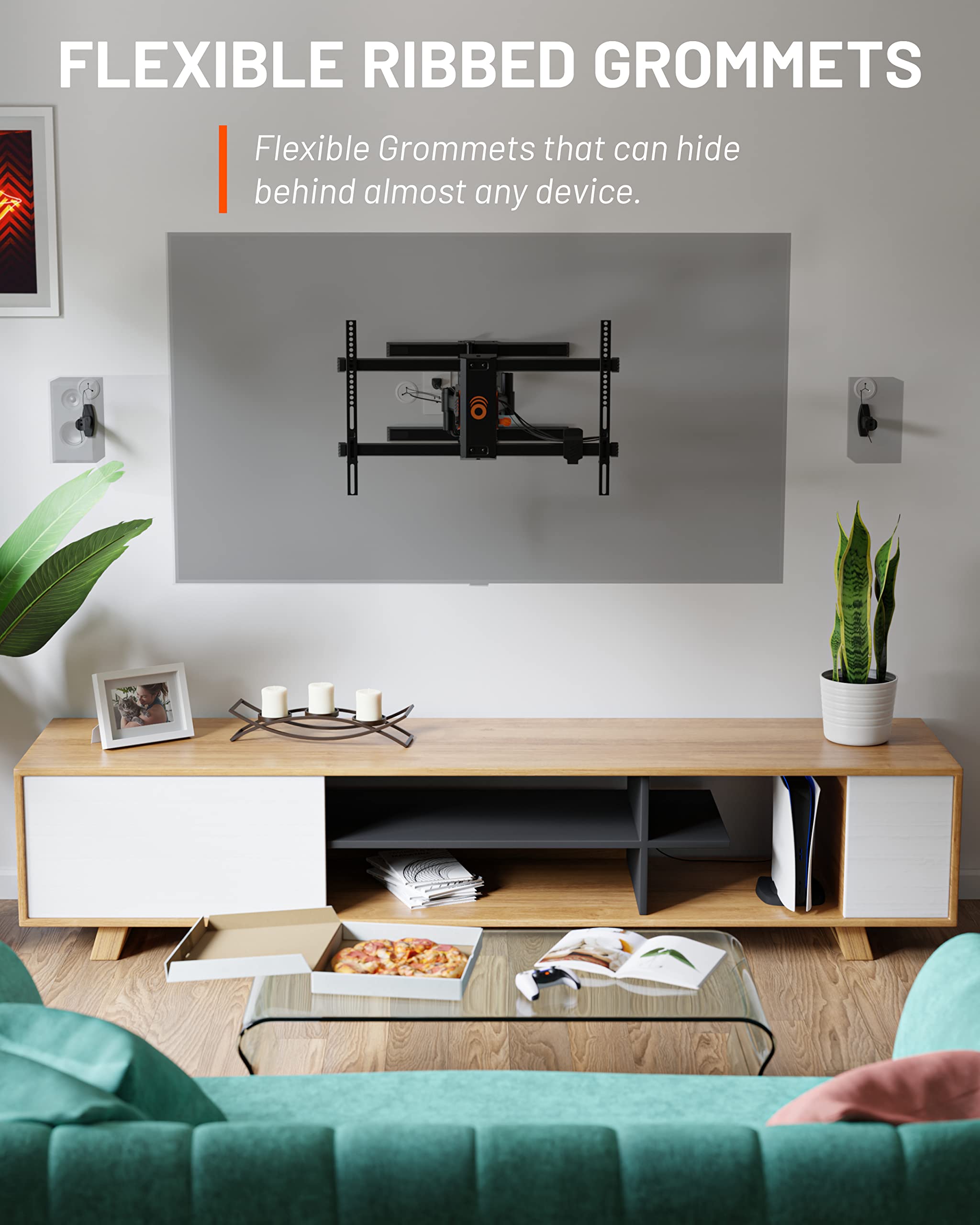 FLEXIBLE RIBBED GROMMETS

Flexible Grommets that can hide behind almost any device.