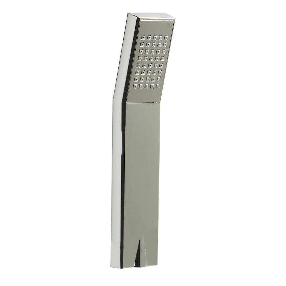 Back. Alfi - Polished Chrome Deck Mounted Tub Filler and Square Hand Held Shower Head - Silver.