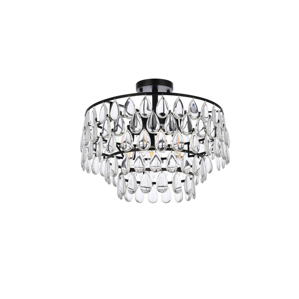 Back. Elegant Lighting - Mila 18 inch flush mount in black - Black.