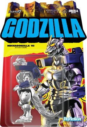 4 WARNING: CHOKING HAZARD AGES 14+ ADULT COLLECTIBLE- NOT A TOY GODZILLA MECHAGODZILLA '02 ACTION FIGURE E0000000000 0sa E 2090 FRanao O D IM ReAction FIGURES
