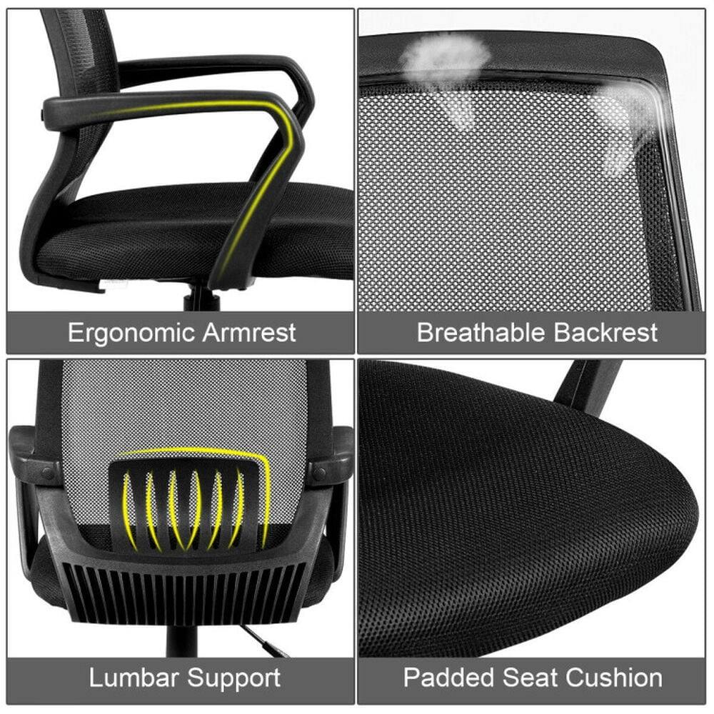 Ergonomic Armrest  
Breathable Backrest  
Lumbar Support  
Padded Seat Cushion