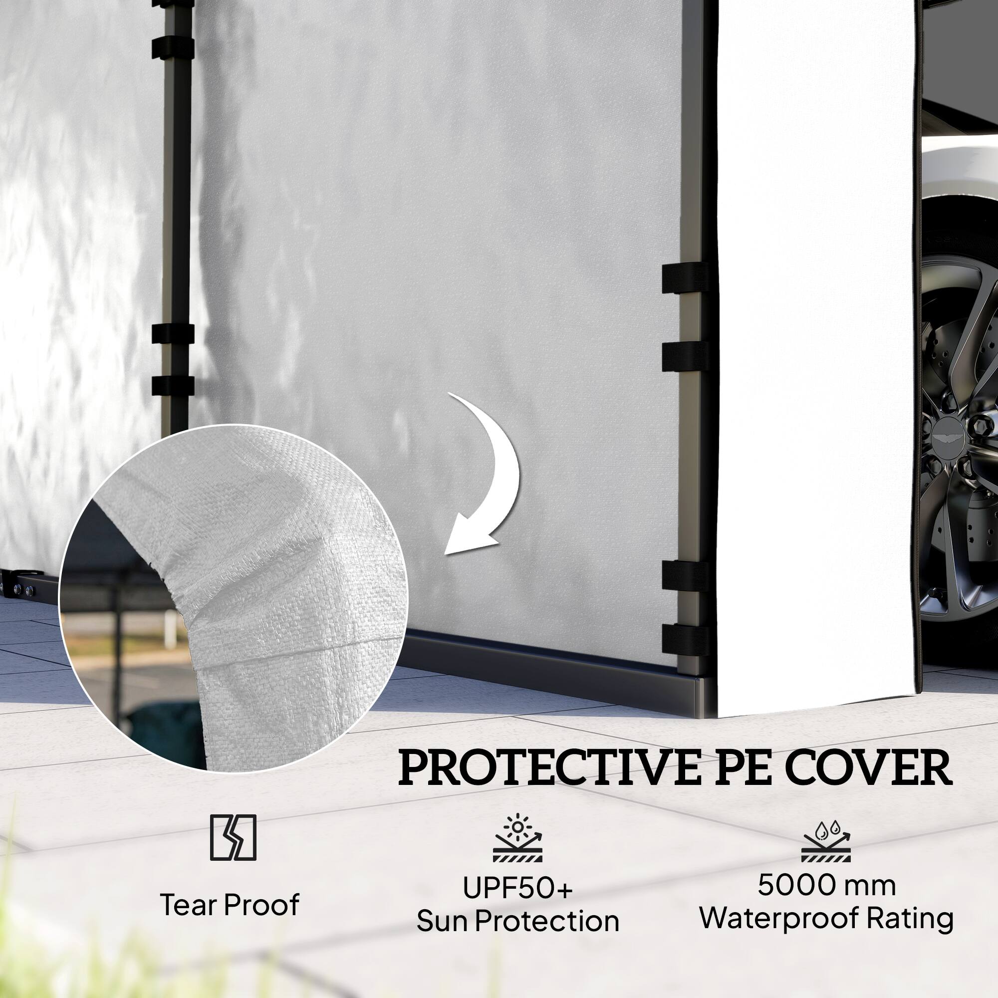 PROTECTIVE PE COVER  
- Tear Proof  
- UPF50+ Sun Protection  
- 5000 mm Waterproof Rating