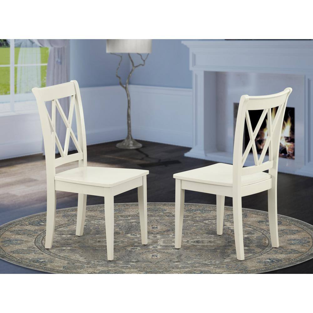 Angle. East West Furniture - Dining Chair Linen White - Brown.