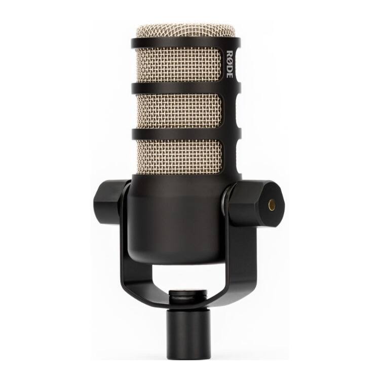 Left. RODE - RODE PodMic Dynamic Podcasting Microphone with Euro Boom Mic Stand Bundle.
