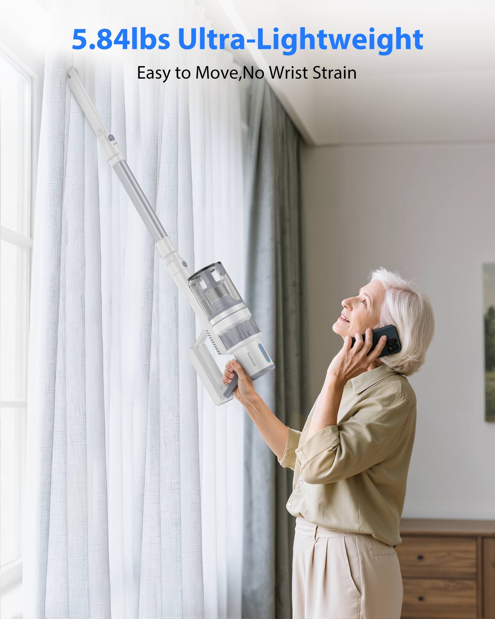 5.84lbs Ultra-Lightweight  
Easy to Move, No Wrist Strain