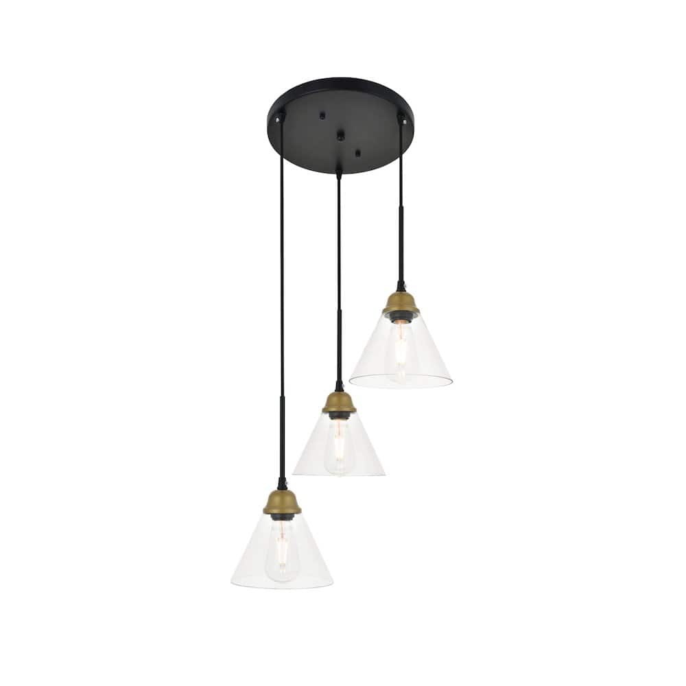 Living District - Histoire 3 Light Brass And Black Pendant - Brass And Black And Clear price history on PriceWatchPro